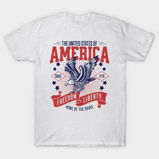 America Vintage Design Since 1776 Freedom Liberty Retro T-Shirt